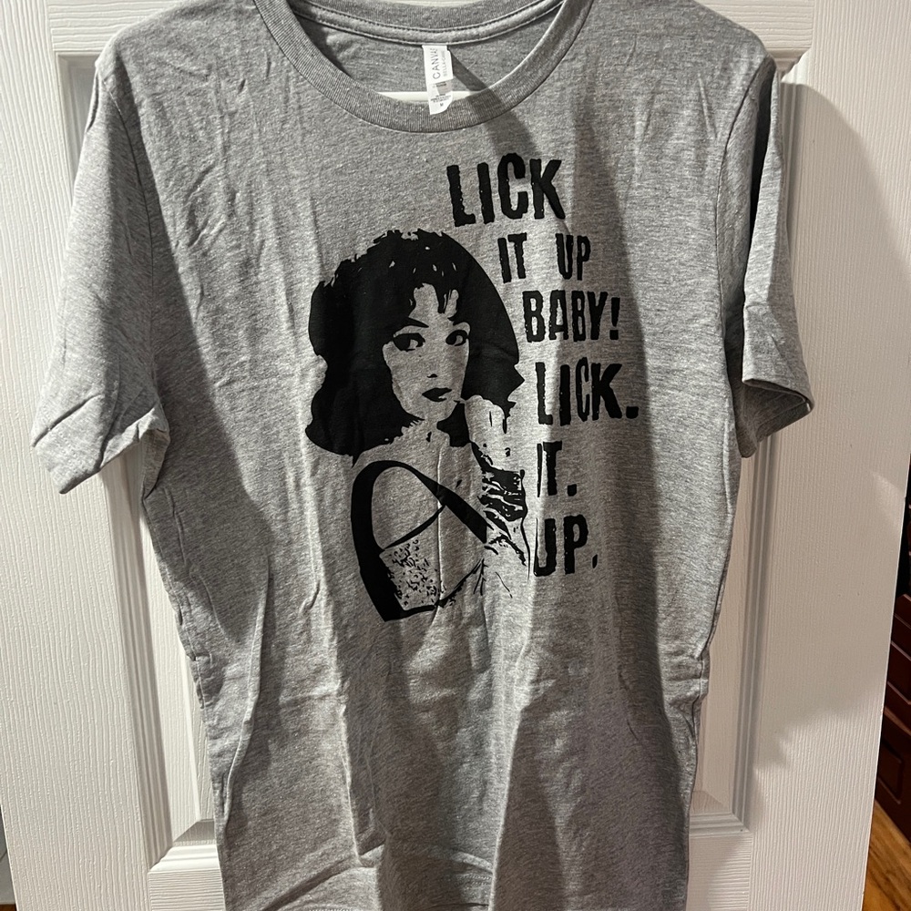 Gray Graphic T-Shirt with Black Print Heathers movie quote